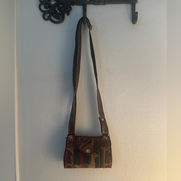 Llama mini purse bag Mexico leather vintage artisan - Picture 5 of 14